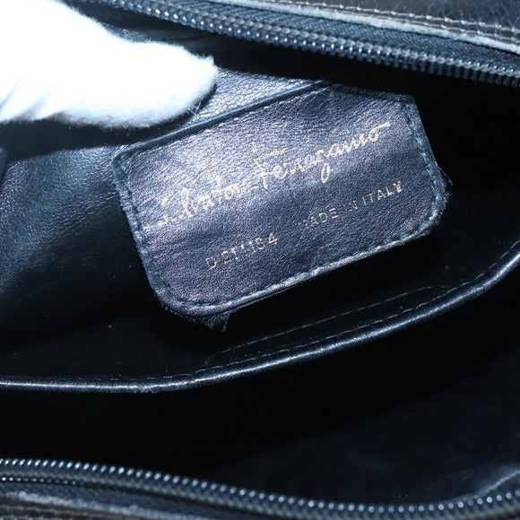 Salvatore Ferragamo Shoulder Bag Leather Black Gold Auth BA1137