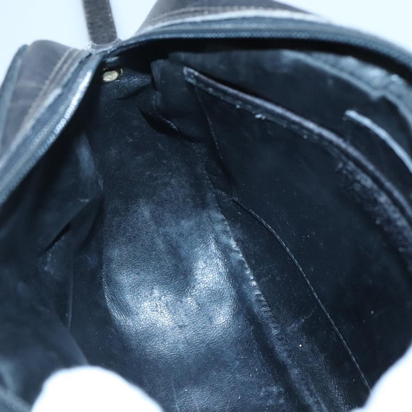 Salvatore Ferragamo Shoulder Bag Leather Black Gold Auth BA1137