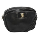 Salvatore Ferragamo Shoulder Bag Leather Black Gold Auth BA1137-1