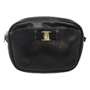 Salvatore Ferragamo Shoulder Bag Leather Black Gold Auth BA1137-13
