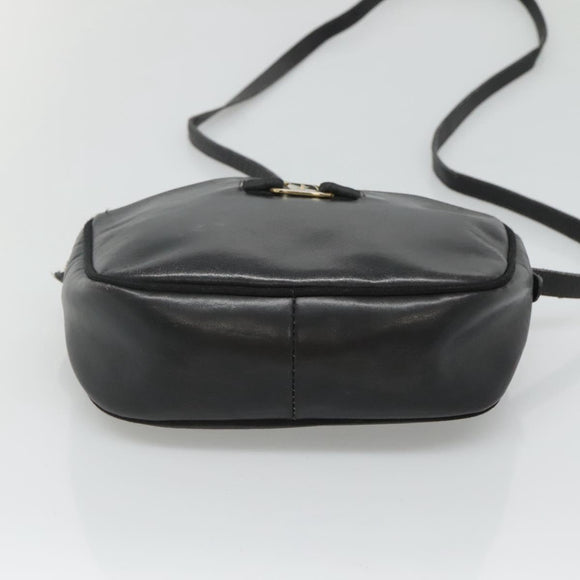 Salvatore Ferragamo Shoulder Bag Leather Black Gold Auth BA1137