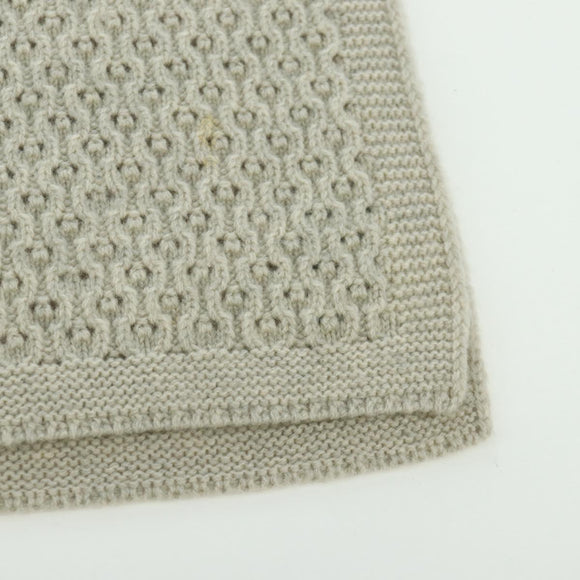 CHANEL COCO Mark Scarf Cashmere Beige Silver CC Auth BA11371V