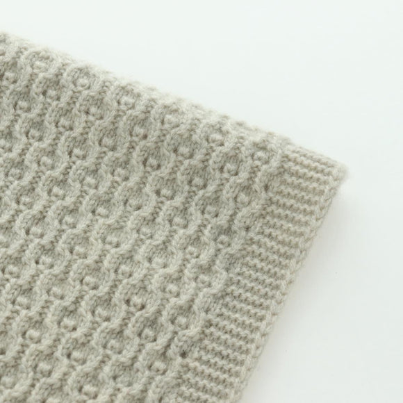 CHANEL COCO Mark Scarf Cashmere Beige Silver CC Auth BA11371V