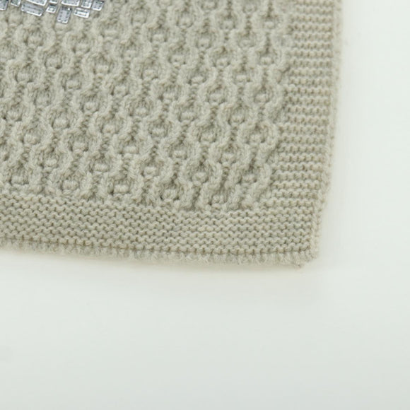 CHANEL COCO Mark Scarf Cashmere Beige Silver CC Auth BA11371V