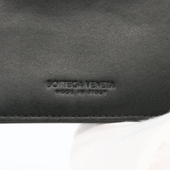 BOTTEGA VENETA MAXI INTRECCIATO Muntportemonnee Leer Zwart Zilver Auth BA11372V