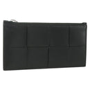 BOTTEGA VENETA MAXI INTRECCIATO Muntportemonnee Leer Zwart Zilver Auth BA11372V-1