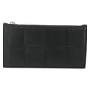 BOTTEGA VENETA MAXI INTRECCIATO Muntportemonnee Leer Zwart Zilver Auth BA11372V-13