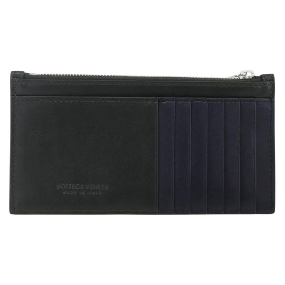 BOTTEGA VENETA MAXI INTRECCIATO Muntportemonnee Leer Zwart Zilver Auth BA11372V
