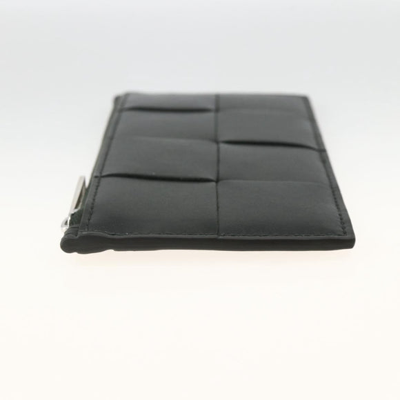 BOTTEGA VENETA MAXI INTRECCIATO Muntportemonnee Leer Zwart Zilver Auth BA11372V