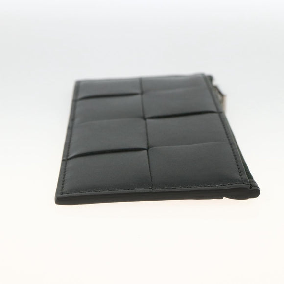 BOTTEGA VENETA MAXI INTRECCIATO Muntportemonnee Leer Zwart Zilver Auth BA11372V