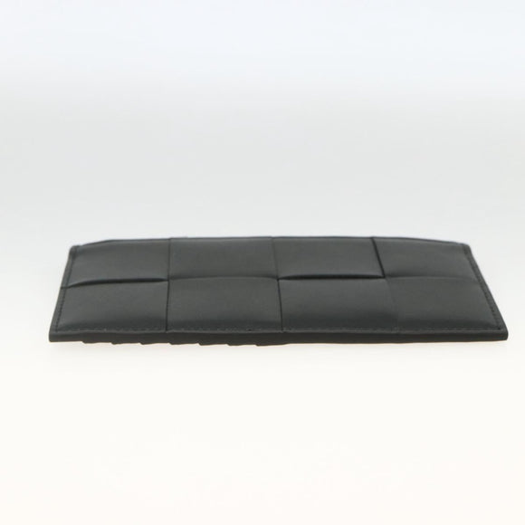 BOTTEGA VENETA MAXI INTRECCIATO Muntportemonnee Leer Zwart Zilver Auth BA11372V