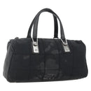 CHANEL Choco Bar Hand Bag Nylon Black Silver CC Auth BA11373-1