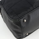 CHANEL Choco Bar Hand Bag Nylon Black Silver CC Auth BA11373-11