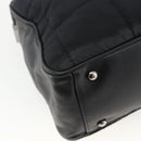 CHANEL Choco Bar Hand Bag Nylon Black Silver CC Auth BA11373-13