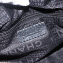 CHANEL Choco Bar Hand Bag Nylon Black Silver CC Auth BA11373-15