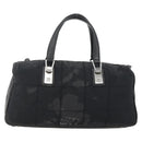 CHANEL Choco Bar Hand Bag Nylon Black Silver CC Auth BA11373-2