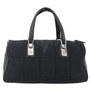 CHANEL Choco Bar Hand Bag Nylon Black Silver CC Auth BA11373-3