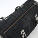 CHANEL Choco Bar Hand Bag Nylon Black Silver CC Auth BA11373-6