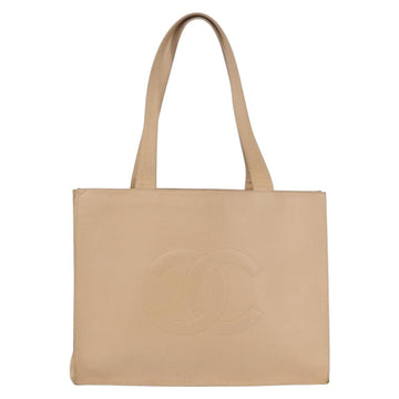 CHANEL Tote Bag Caviar Skin Beige Gold CC Auth BA11375A - 0