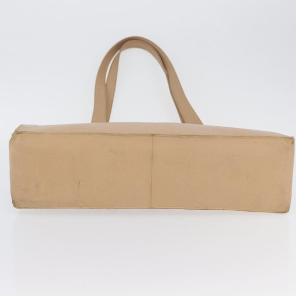 CHANEL Tote Bag Caviar Skin Beige Gold CC Auth BA11375A