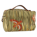 Salvatore Ferragamo Hand Bag Canvas Green Gold Auth BA11377-1