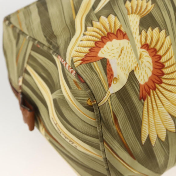 Salvatore Ferragamo Hand Bag Canvas Green Gold Auth BA11377