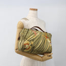 Salvatore Ferragamo Hand Bag Canvas Green Gold Auth BA11377-22