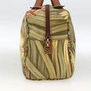 Salvatore Ferragamo Hand Bag Canvas Green Gold Auth BA11377-4