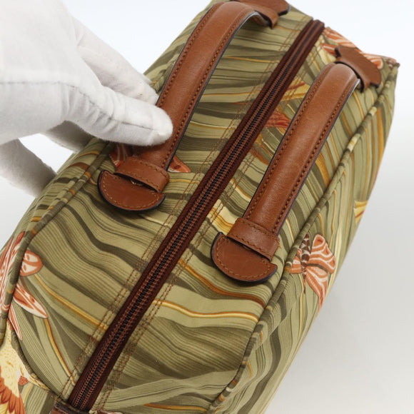 Salvatore Ferragamo Hand Bag Canvas Green Gold Auth BA11377