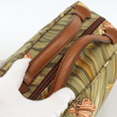 Salvatore Ferragamo Hand Bag Canvas Green Gold Auth BA11377-7