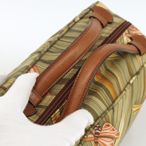 Salvatore Ferragamo Hand Bag Canvas Green Gold Auth BA11377
