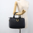 Christian Dior Trotter Canvas Hand Bag PVC Canvas Leather Navy Auth BA11379A-21