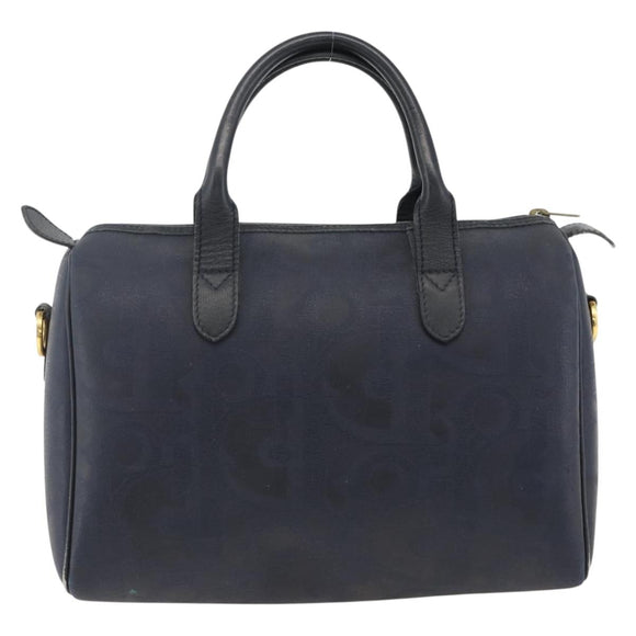 Christian Dior Trotter Canvas Hand Bag PVC Canvas Leather Navy Auth BA11379A