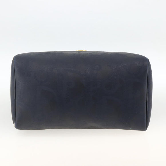 Christian Dior Trotter Canvas Hand Bag PVC Canvas Leather Navy Auth BA11379A