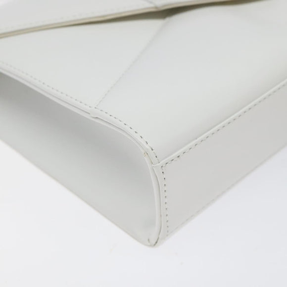 GIVENCHY Shoulder Bag Leather White Gold Auth BA1138