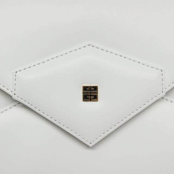 GIVENCHY Shoulder Bag Leather White Gold Auth BA1138