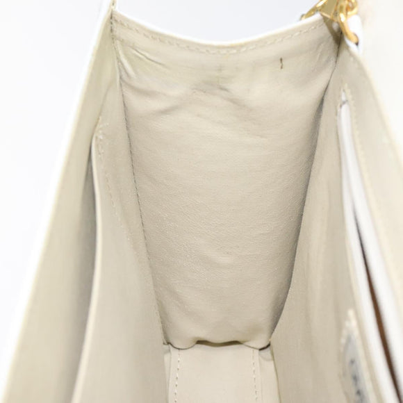 GIVENCHY Shoulder Bag Leather White Gold Auth BA1138