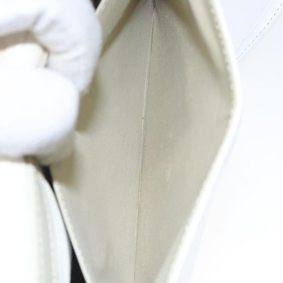 GIVENCHY Shoulder Bag Leather White Gold Auth BA1138