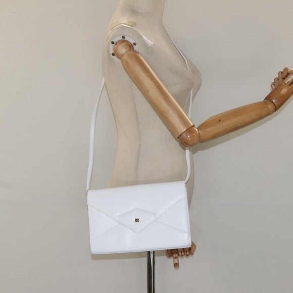 GIVENCHY Shoulder Bag Leather White Gold Auth BA1138