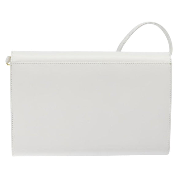 GIVENCHY Shoulder Bag Leather White Gold Auth BA1138