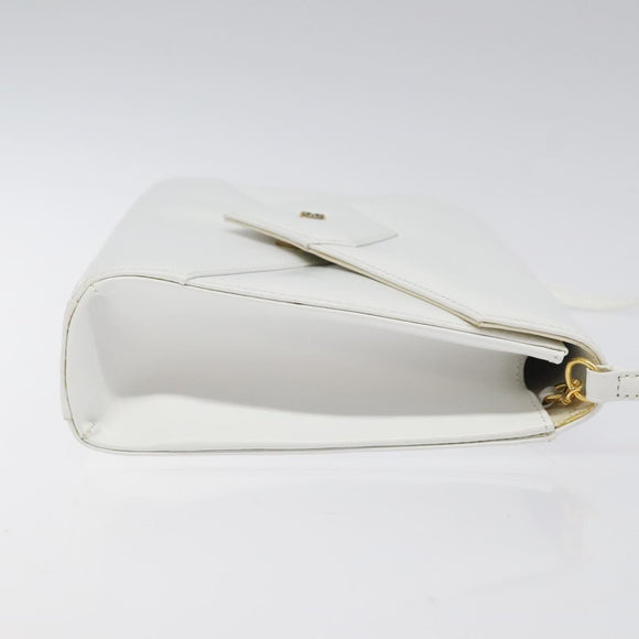 GIVENCHY Shoulder Bag Leather White Gold Auth BA1138
