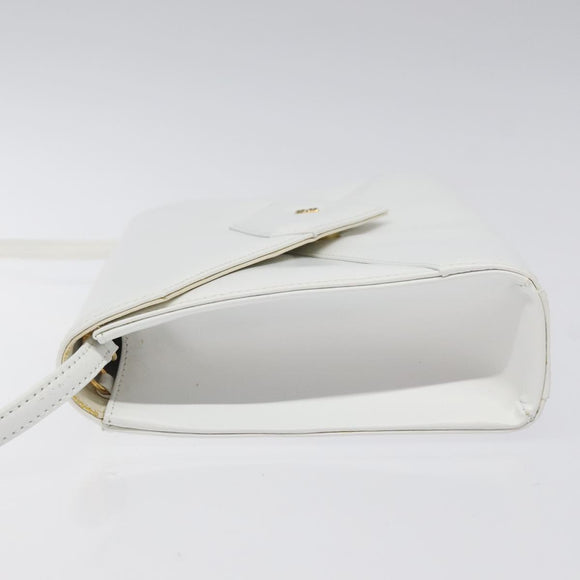 GIVENCHY Shoulder Bag Leather White Gold Auth BA1138