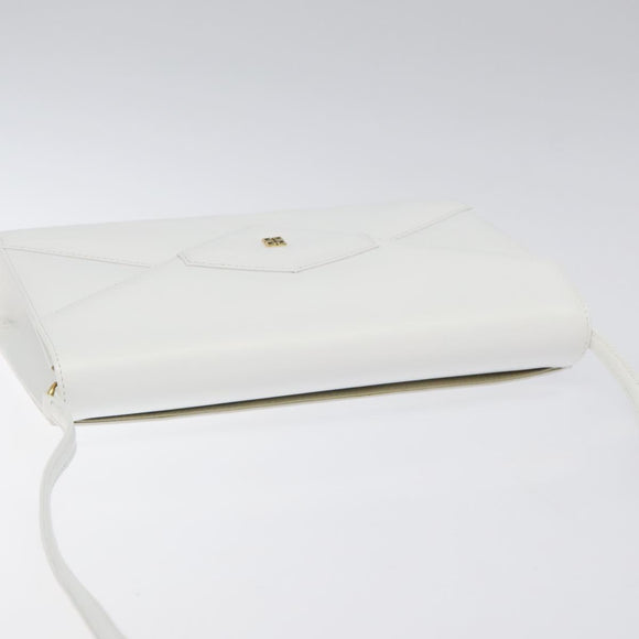 GIVENCHY Shoulder Bag Leather White Gold Auth BA1138