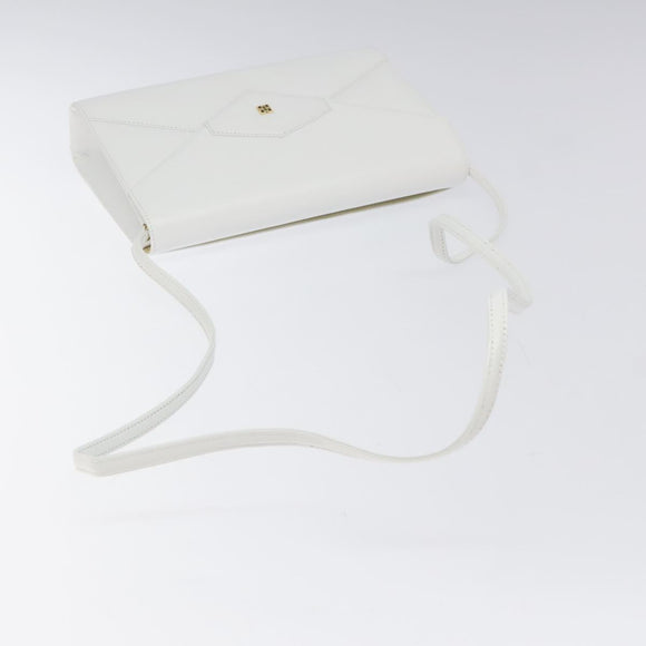 GIVENCHY Shoulder Bag Leather White Gold Auth BA1138