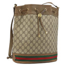 GUCCI GG Supreme Web Sherry Line Bag PVC Beige Gold 41 02 085 Auth BA11383-1
