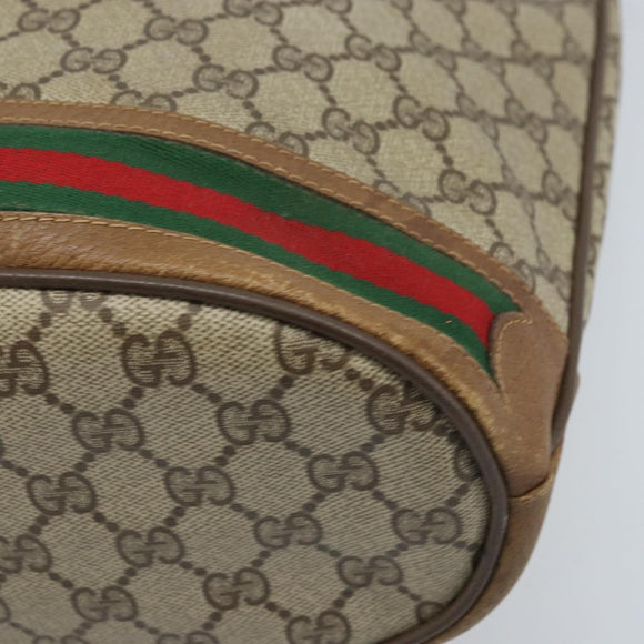 GUCCI GG Supreme Web Sherry Line Bag PVC Beige Gold 41 02 085 Auth BA11383