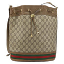 GUCCI GG Supreme Web Sherry Line Bag PVC Beige Gold 41 02 085 Auth BA11383-2