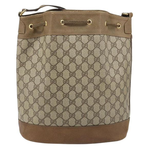 GUCCI GG Supreme Web Sherry Line Bag PVC Beige Gold 41 02 085 Auth BA11383