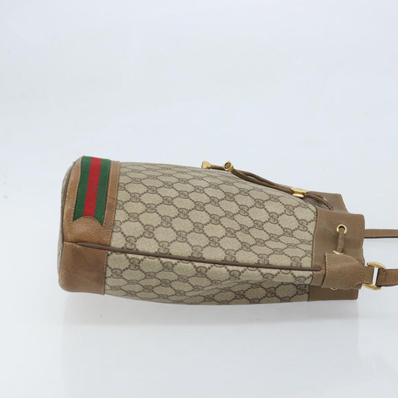 GUCCI GG Supreme Web Sherry Line Bag PVC Beige Gold 41 02 085 Auth BA11383