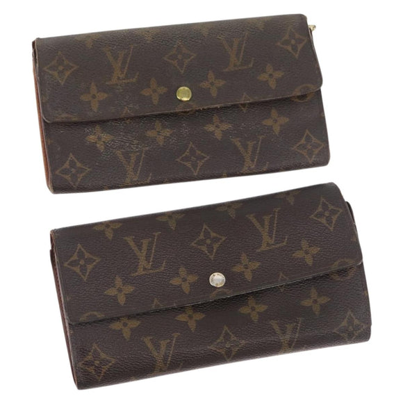 LOUIS VUITTON Monogram Wallet 2 Set LV Auth BA11389